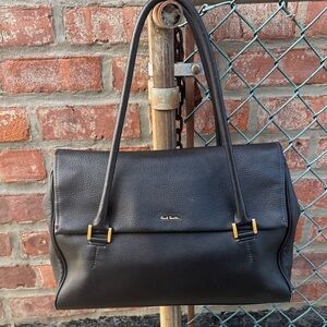 Paul Smith Elegant Black Shoulder Bag with Gold Details